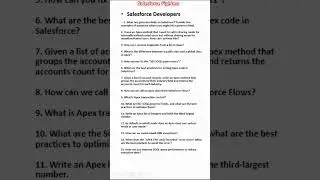 Salesforce Developer Interview Questions list ?