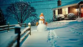 Christmas Beautiful Snowy Winter Snowman For And New Year | Background Video