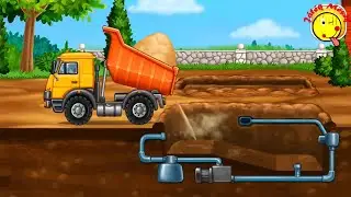 Építős Munkagépes mese - Medence építés - only action - pool construction gameplay- Játékmesék