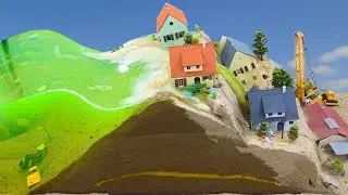 Tsunami Dam Breach Experiment - Natural Disaster vs Mini Town - H0 Diorama Destruction