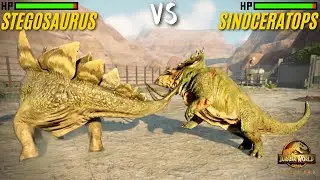 Stegosaurus vs Sinoceratops - Jurassic World Evolution 2 | JWE 2