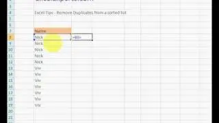 ExcelExperts.com - Excel Tips - Remove Duplicates from a sorted list