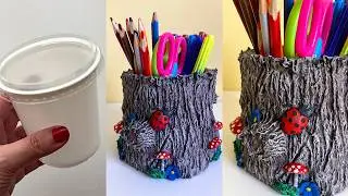 DIY Pencil Holder from a Plastic Cup and Paper | How to make paper mache mass