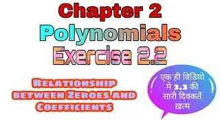 Class 10 Maths, Chapter 2 (Polynomials), Exercise 2.2  | NCERT