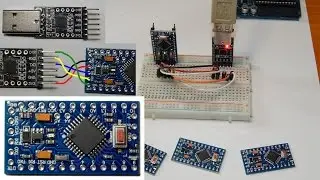 Arduino Pro Mini. USB UART Wiring, Connection. First upload. Blink sketch