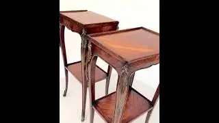 A pair of George III marquetry tables in the French taste
