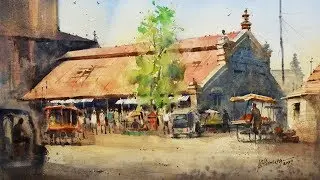Advanced watercolor Landscape by  Kudalayya Hiremath | location Mahatma Phule Mandai Pune