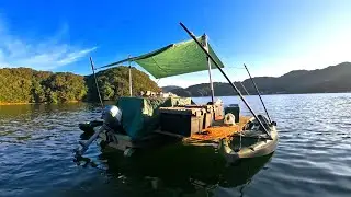 I built a heated house where you can fish and camp while moving on the sea!