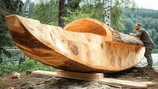 Hombre Transforma Tronco Gigante en una CANOA Increíble | De Principio A Fin by @OutbackMike