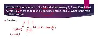 An amount of 53 is divided among A, B and C such that A gets Rs. 7 more than B and B gets Rs...