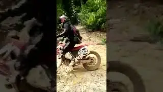 Motocross ride in forest