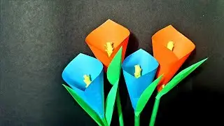 How to make calla lily paper flower| very easy origami calla flower for beginners