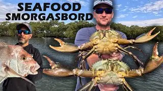 CRABBING for Mud & Blue Swimmer Crabs | Fishing for Snapper, Squid, Cuttlefish | Seafood Smorgasbord