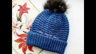 Зимняя шапка крючком плотным узором