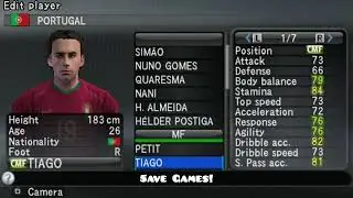 PORTUGAL All National Team Players (Europe A) Pro Evolution Soccer • PES 2008 PS2