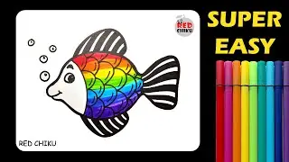 How To Draw Rainbow Fish Easy || Step By Step Drawing
