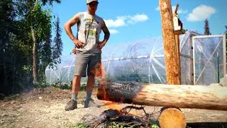Peeling Logs & Setting Posts | Wood Shed Build (Part 1)
