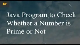 Java Program to Check Whether a Number is Prime or Not