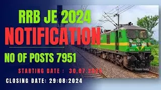 RRB JE 2024 notification Complete details