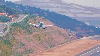 AWESOME CROSSWIND LANDING Finnair Airbus A321 at Madeira Airport