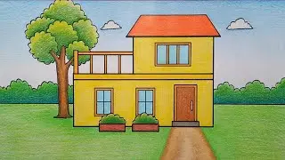How to Draw a Level House (Step by Step) Easy for Beginners | Drawing a House
