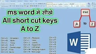 A to Z shortcuts key in Ms word | All shortcuts key in Ms word | Ms word all shortcut key ||