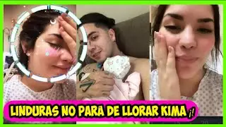 Kima llorando por primera vez/Juan de Dios y Kimberly Loaiza consuelan a su hija/Historias Instagram