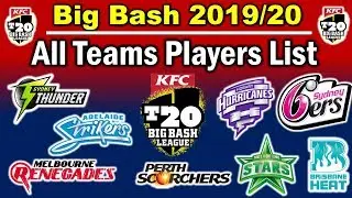 Big Bash League 2019/20 | All Teams Players List 2019/20 | HH, MR, SS, MS, BH, ST, AS & PS Players