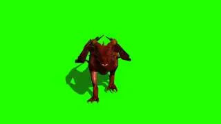 dragon walk front angle in green screen