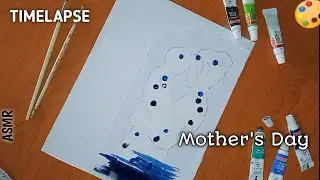 TIMELAPSE Drawings video of Mothers Day Gift || Asmr paintings || how to draw with water colour