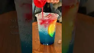How To Make Blue Redry Soda #bluecuracao #lemon #soda #peach #strawberry #recipe  #easyrecipe #food