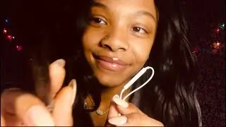 ASMR trigger words w/ APPLE HEADPHONES MIC + mic nibbling + gentle face brushing