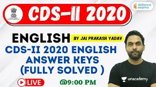 CDS - II 2020 English Answer Keys (Fully Solved) | English by Jai Prakash | Full Practice Session