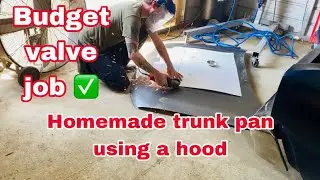 Hand lapped valve job and a BUDGET floor pan from a donor hood for the 73 swinger!
