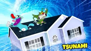 OGGY AND JACK TRY TO SURVIVE FROM TSUNAMI IN ROBLOX!