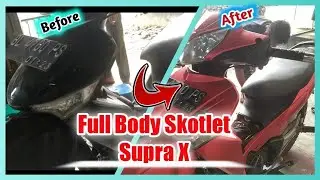 Full Skotlet Merah Doff Supra X, Pasang Stiker Merah Doff Full Body
