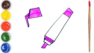 How to draw a marker. Coloring page/Drawing and painting for kids.