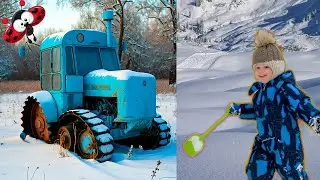 трактор в сугробе / выручаем друга / tractor in a snowdrift / help out a friend