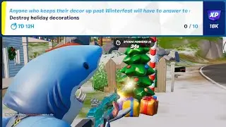 Destroy holiday decorations Fortnite Winterfest