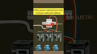 VFDs power  Connection with Three phase motors in animation. 