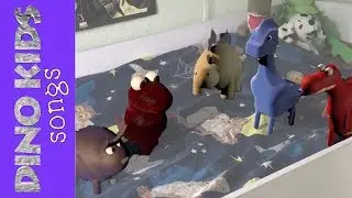 5 Little DINOSAURS jumping on the bed 3D (not Monkeys) | Dino Kids Songs