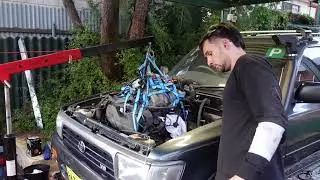 RHD 4runner 5VZ swap part 2: Oilpan, flywheel & clutch and Engine Install