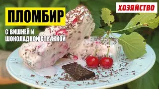 Домашний пломбир с вишней и шоколадной стружкой