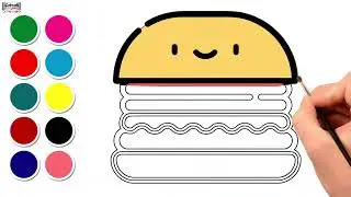 How To Draw And Color Burger | Drawing And Coloring Tutorial 