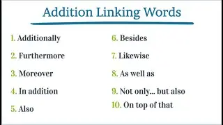 Addition Linking Words || Addition Linking Words Examples with pictures || Linking Words in English