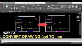 How to easily convert AutoCAD drawing Feet to mm ||
