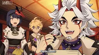 Umai! Scene but it's Arataki Itto from Genshin Impact
