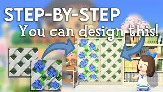 Lattice & Hydrangeas Panel - Step by Step Custom Design Tutorial - Animal Crossing New Horizons