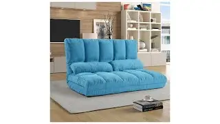 Lazy Sofa Bed Adjustable Floor Sofa, Foldable Gaming Sofa Mattress Futon Couch Bed with 2 Pillows