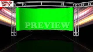 HD Virtual Studio Background with green screen Wall - royalty free